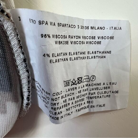 Etro Milano Sheath Dress Abstract Ruched Slinky Draped Neckline Italy Size 10 - Picture 8 of 9